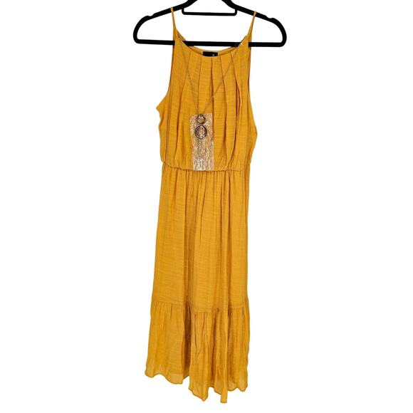 Tacera Womens Sz M Maxi Length Sleeveless Dress Mustard Yellow Gold NEW - Picture 1 of 4